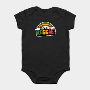 Cute funny Reggae Music Rainbow, I Was Born Reggae Baby Bodysuit